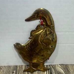 Department 56 Vintage Brass Duck Wall Hanging Ornament Hong Kong Bow Detail